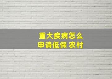 重大疾病怎么申请低保 农村